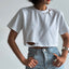 PAPERMOON / cropped pigment cutted detail t - shirt / NEW / white