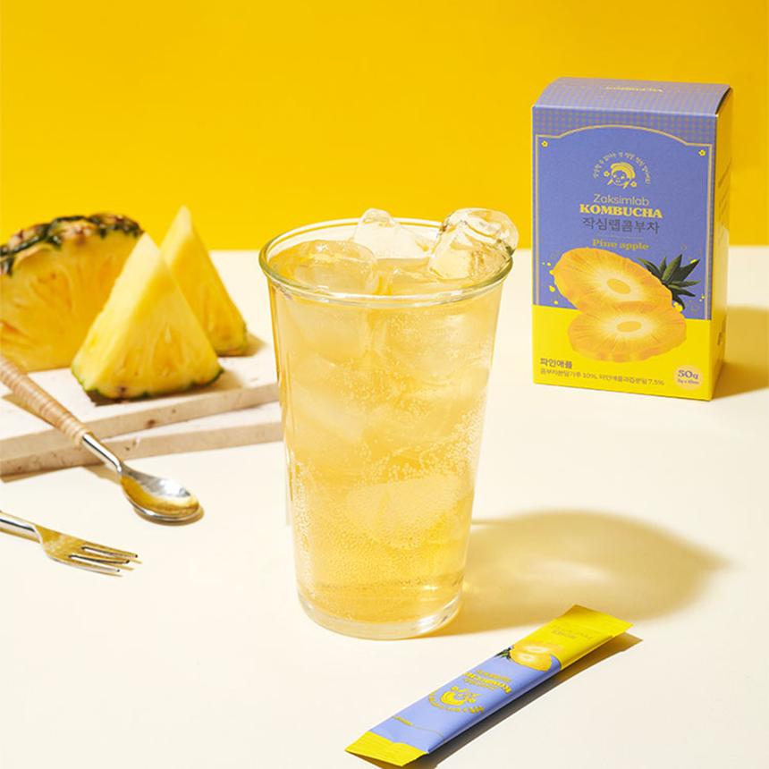Zaksimlab Probiotics Kombucha Powder (Pineapple Flavor) – Refreshing Daily Fizzy Tea (10 Sticks)