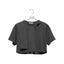 PAPERMOON / cropped pigment cutted detail t - shirt / NEW / charcoal