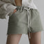 Raw Cut Detail Cotton Denim Shorts (PAPERMOON)