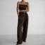 Low Waisted Double Pleats Wide Trousers (PAPERMOON)