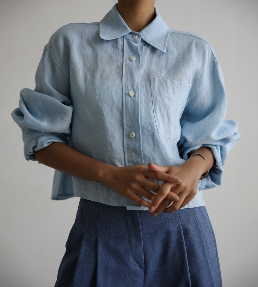 Cropped Linen Shirt Jacket (PAPERMOON)