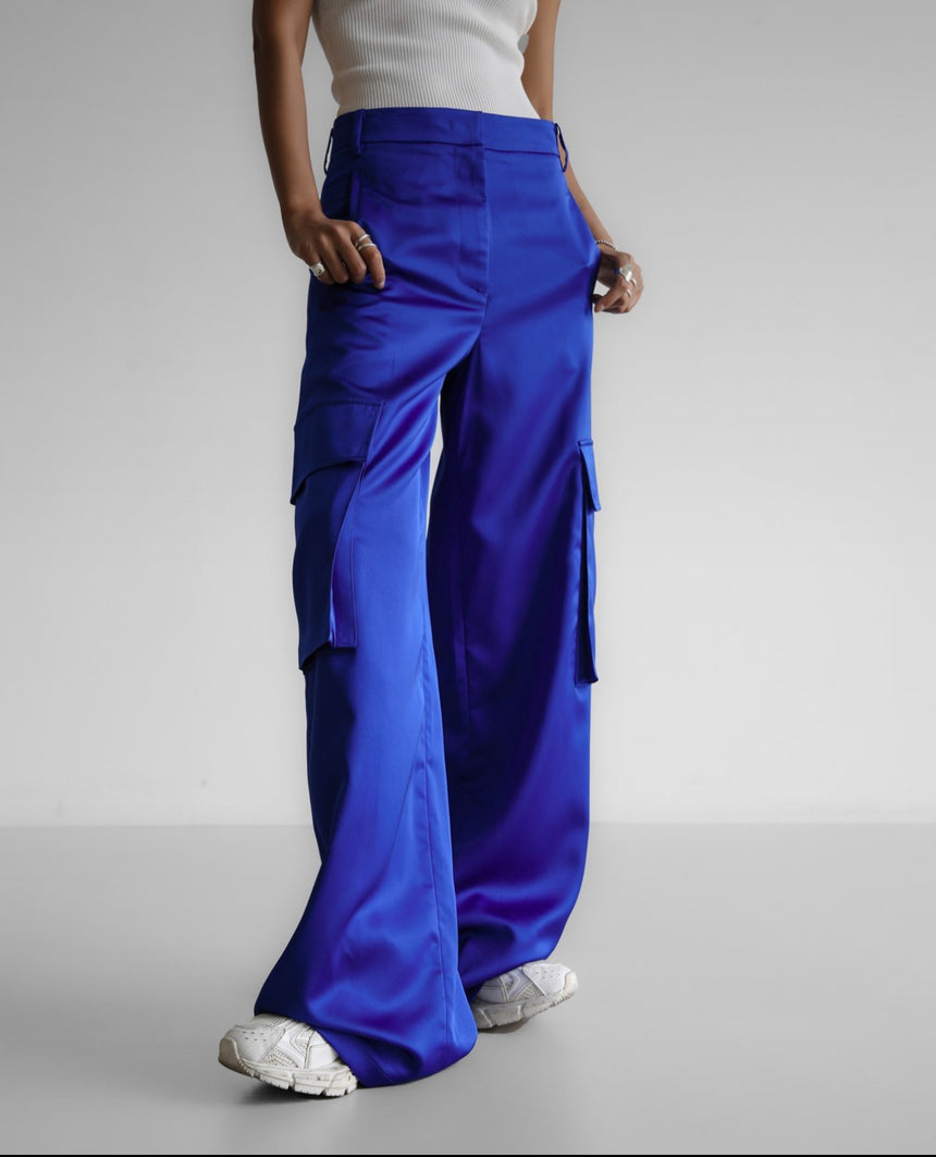 Satin Cargo Wide Trousers (PAPERMOON)