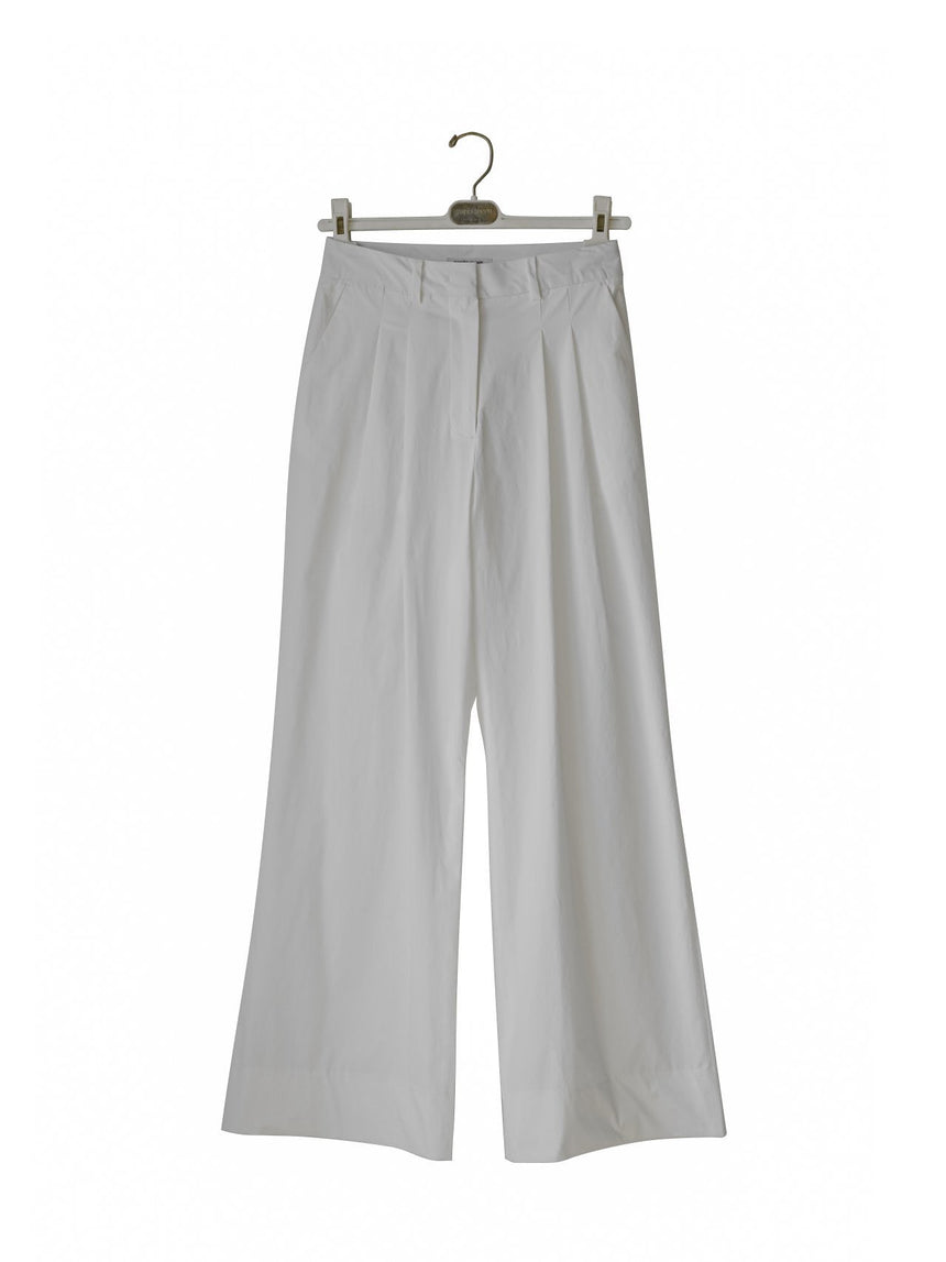Cotton Two Pin - Tuck Wide Trousers (PAPERMOON)