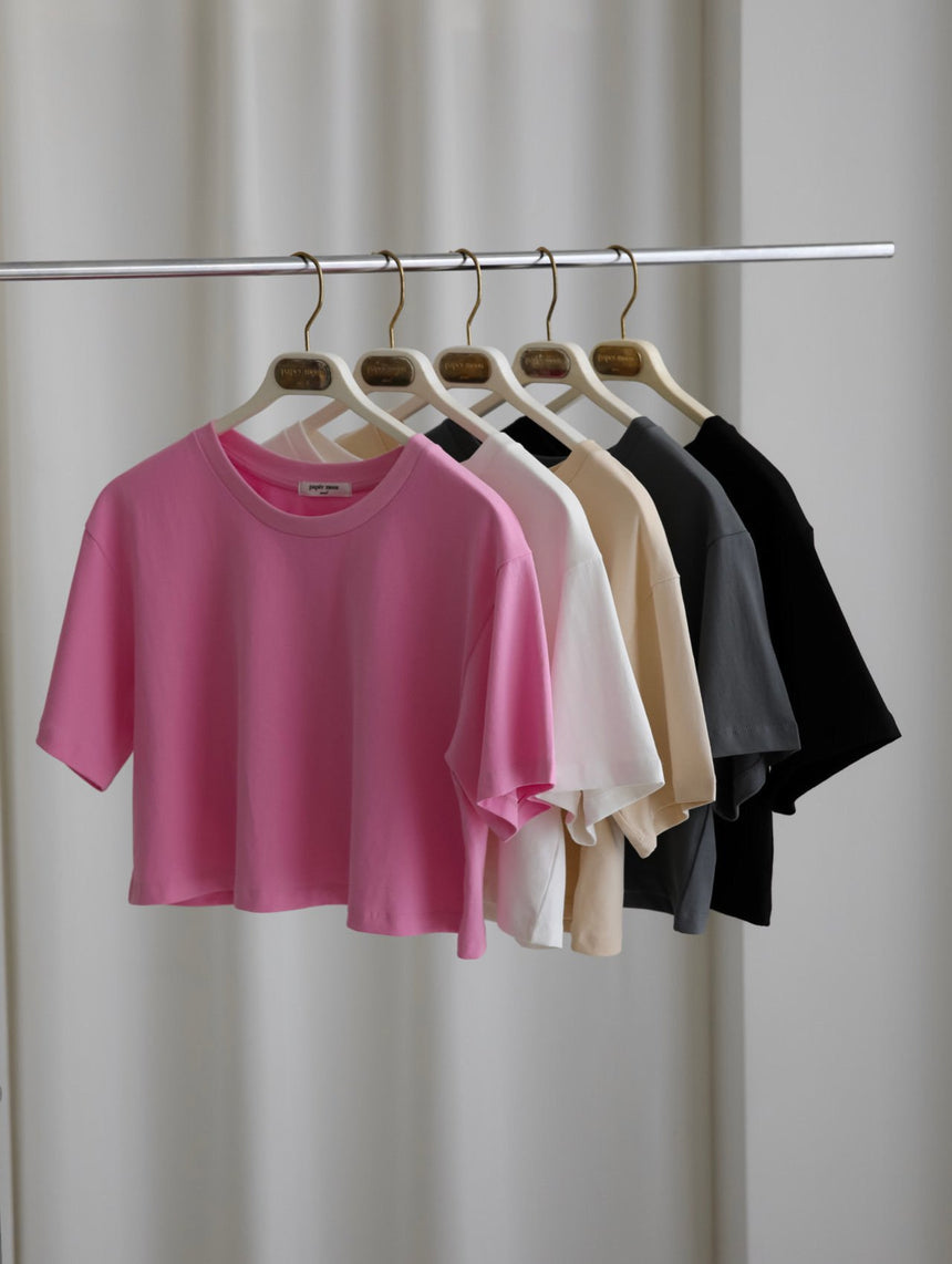 Round Neck Half Sleeved Cropped T - Shirt (PAPERMOON)